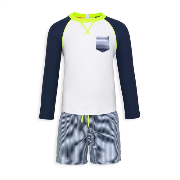 NWT Sunuva Baby Boy Swim Short Suit Rash Guard 3-6 - Picture 1 of 5